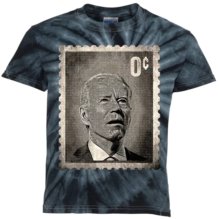 Biden Zero Cents Stamp 0 President Biden No Cents Kids Tie-Dye T-Shirt