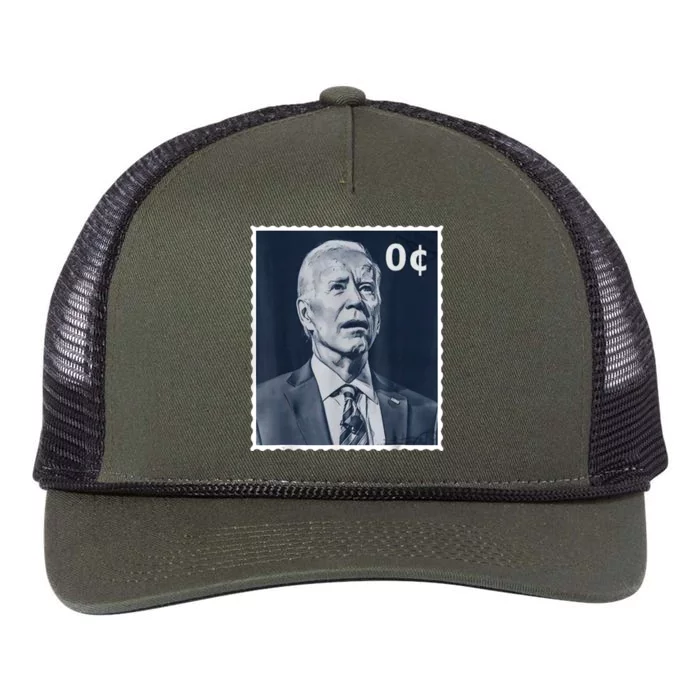 Biden Zero Cents Stamp 0 President Joe Biden Retro Rope Trucker Hat Cap