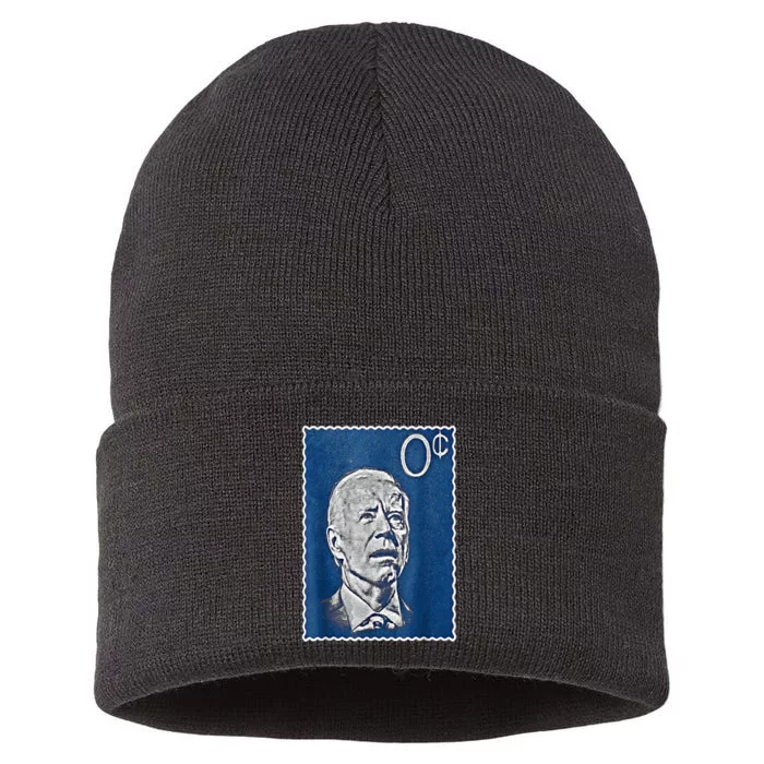 Biden Zero Cents Stamp 0 President Joe Sustainable Knit Beanie