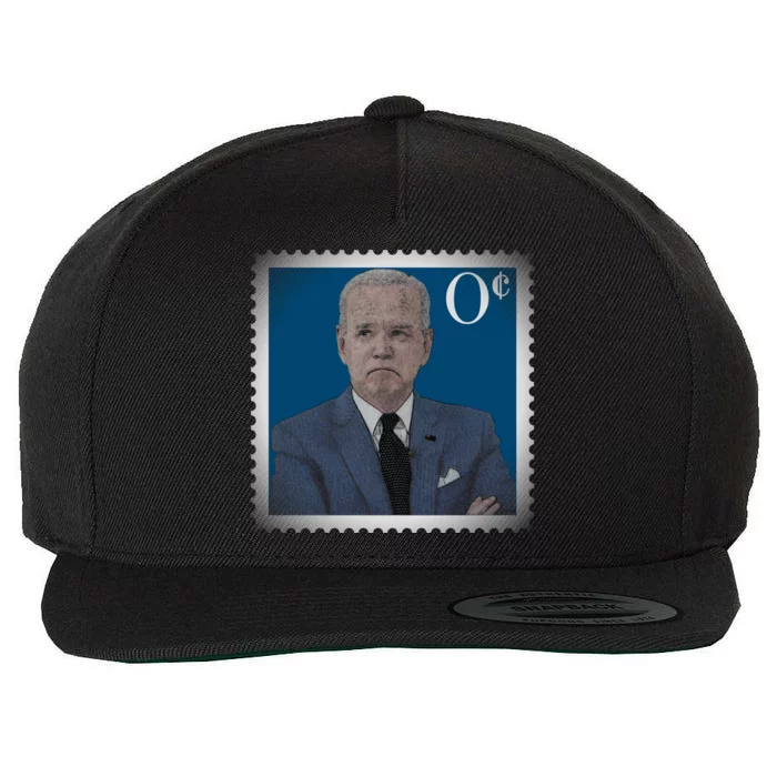 Biden Zero Cents Stamp Joe 0 Funny President Wool Snapback Cap