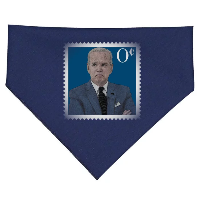 Biden Zero Cents Stamp Joe 0 Funny President USA-Made Doggie Bandana