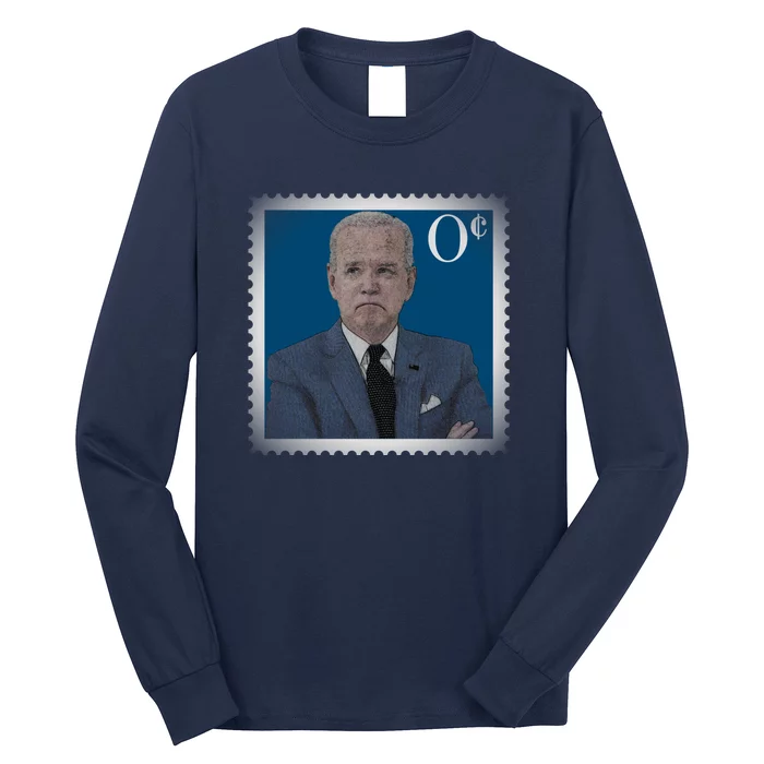 Biden Zero Cents Stamp Joe 0 Funny President Long Sleeve Shirt