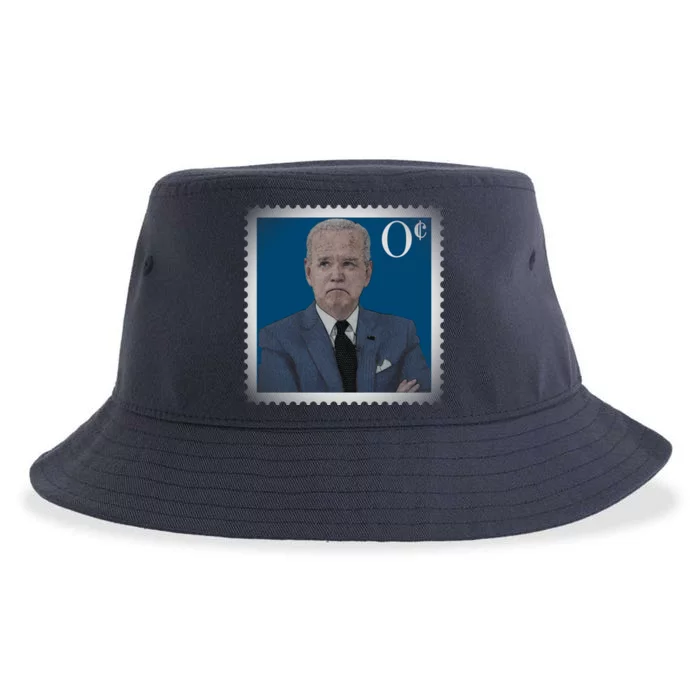 Biden Zero Cents Stamp Joe 0 Funny President Sustainable Bucket Hat