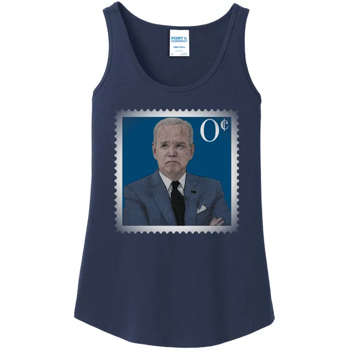 Biden Zero Cents Stamp Joe 0 Funny President Ladies Essential Tank