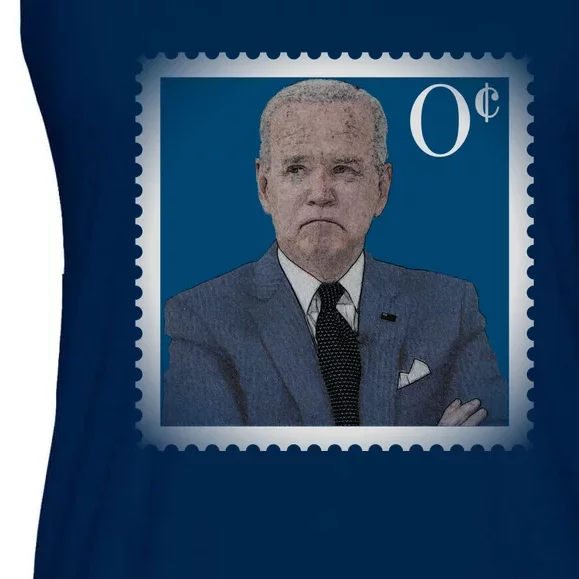 Biden Zero Cents Stamp Joe 0 Funny President Ladies Essential Flowy Tank