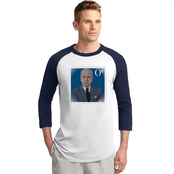 Biden Zero Cents Stamp Joe 0 Funny President Baseball Sleeve Shirt