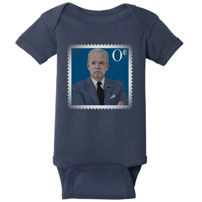 Biden Zero Cents Stamp Joe 0 Funny President Baby Bodysuit