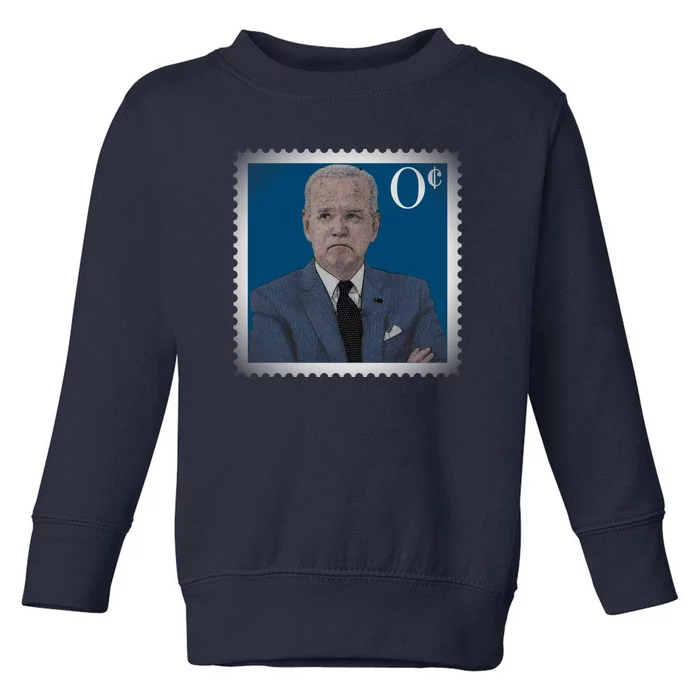 Biden Zero Cents Stamp Joe 0 Funny President Toddler Sweatshirt