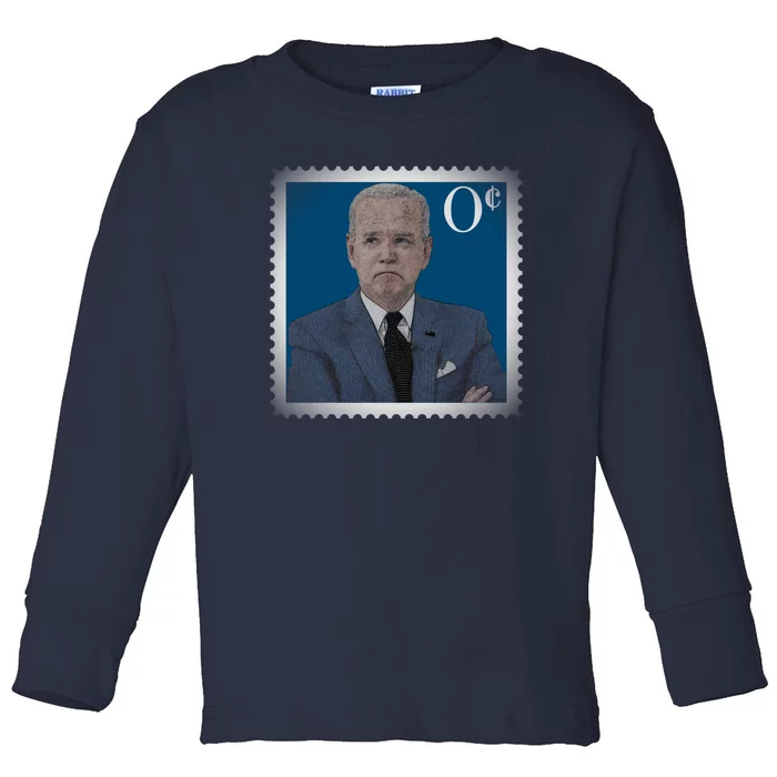 Biden Zero Cents Stamp Joe 0 Funny President Toddler Long Sleeve Shirt