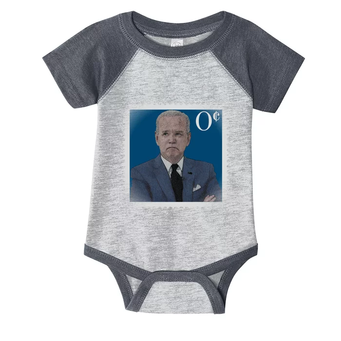 Biden Zero Cents Stamp Joe 0 Funny President Infant Baby Jersey Bodysuit