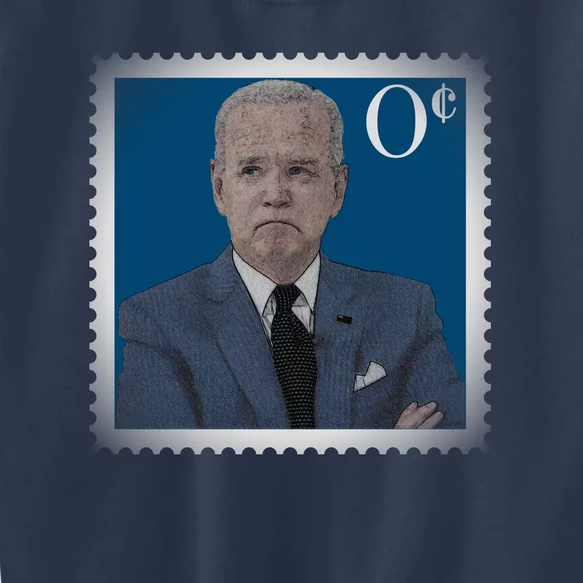 Biden Zero Cents Stamp Joe 0 Funny President Kids Sweatshirt