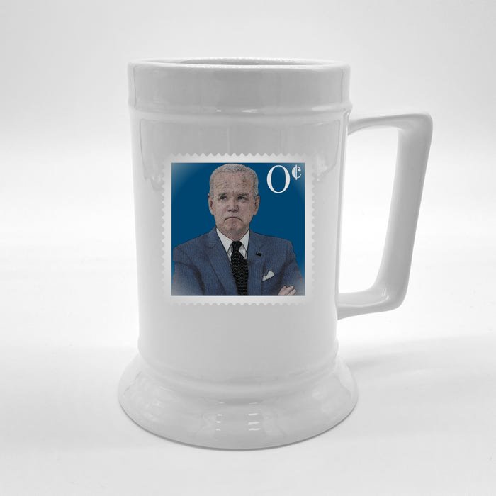 Biden Zero Cents Stamp Joe 0 Funny President Front & Back Beer Stein