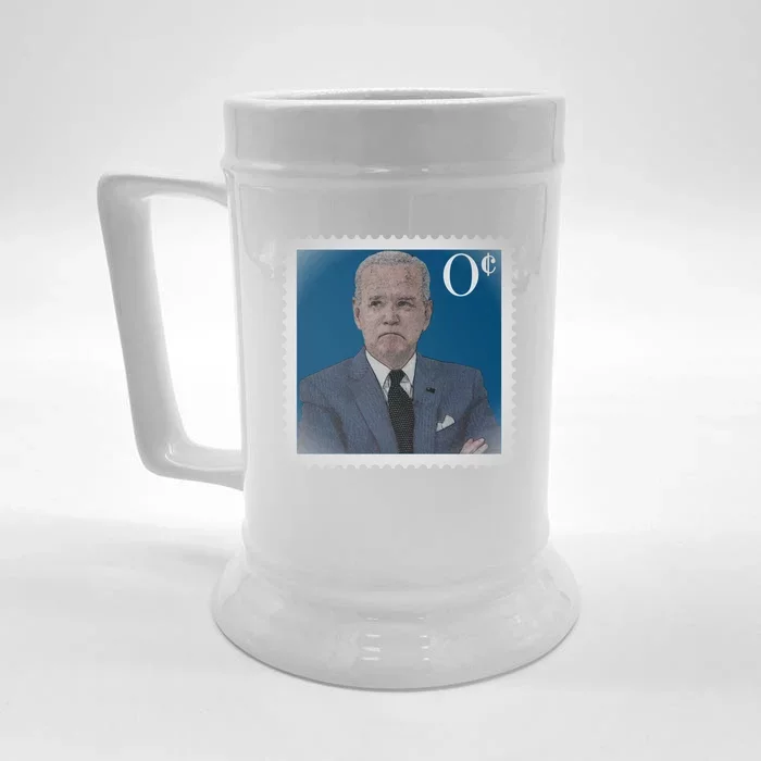 Biden Zero Cents Stamp Joe 0 Funny President Front & Back Beer Stein