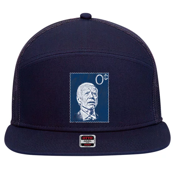 Biden Zero Cents Stamp 0 President Joe 7 Panel Mesh Trucker Snapback Hat