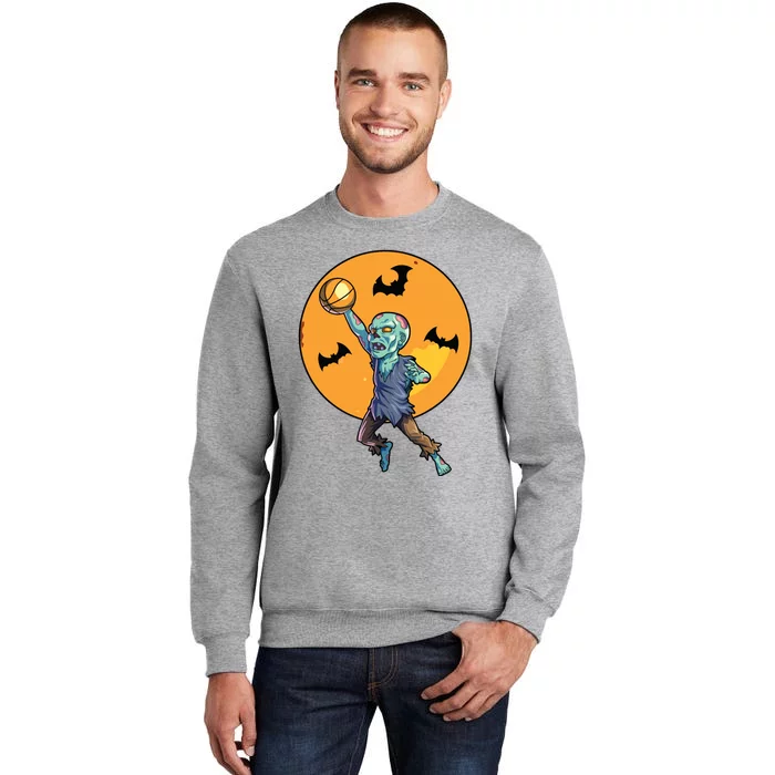 Basketball Zombie Halloween Boy Basketball Halloween Tall Sweatshirt