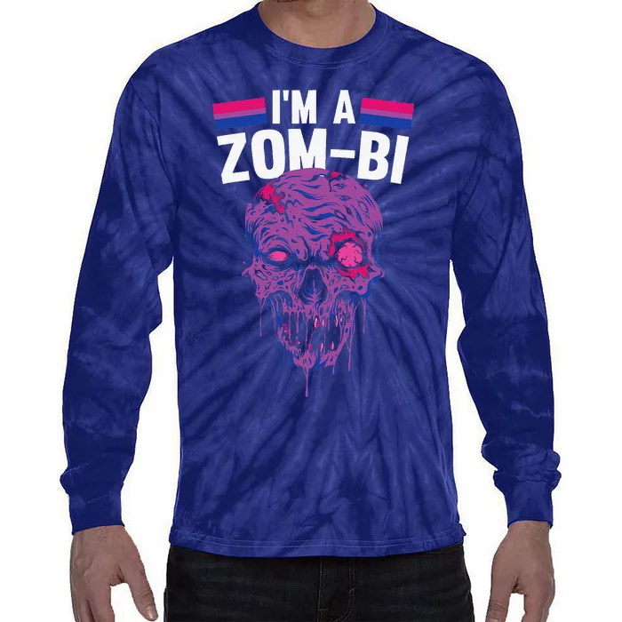 Bisexual Zombie Lazy Halloween Costume Funny Bi Pride LGBTQ Tie-Dye Long Sleeve Shirt