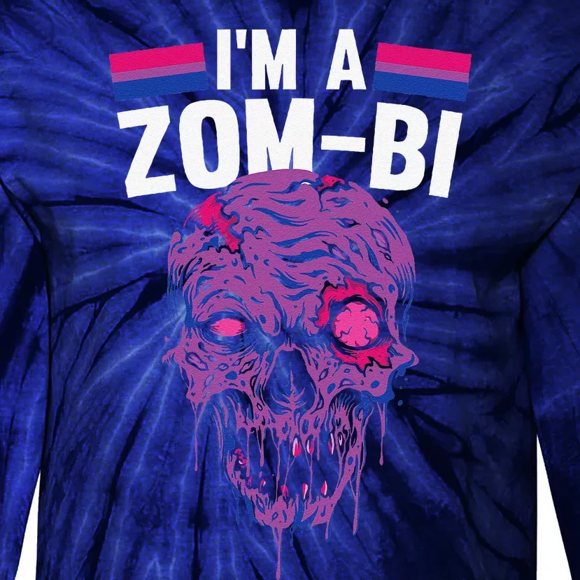 Bisexual Zombie Lazy Halloween Costume Funny Bi Pride LGBTQ Tie-Dye Long Sleeve Shirt