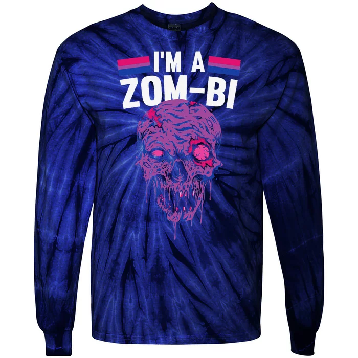 Bisexual Zombie Lazy Halloween Costume Funny Bi Pride LGBTQ Tie-Dye Long Sleeve Shirt