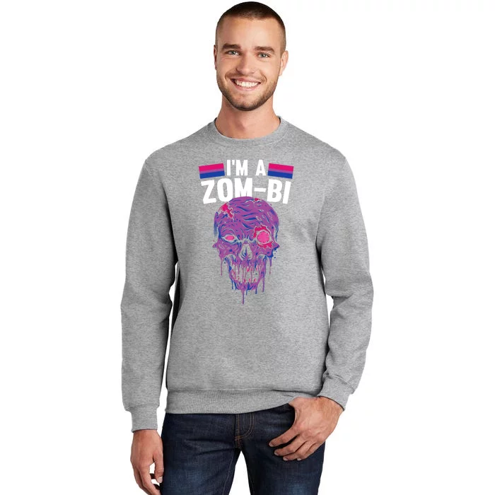 Bisexual Zombie Lazy Halloween Costume Funny Bi Pride LGBTQ Tall Sweatshirt