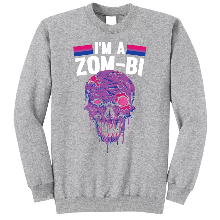 Bisexual Zombie Lazy Halloween Costume Funny Bi Pride LGBTQ Tall Sweatshirt