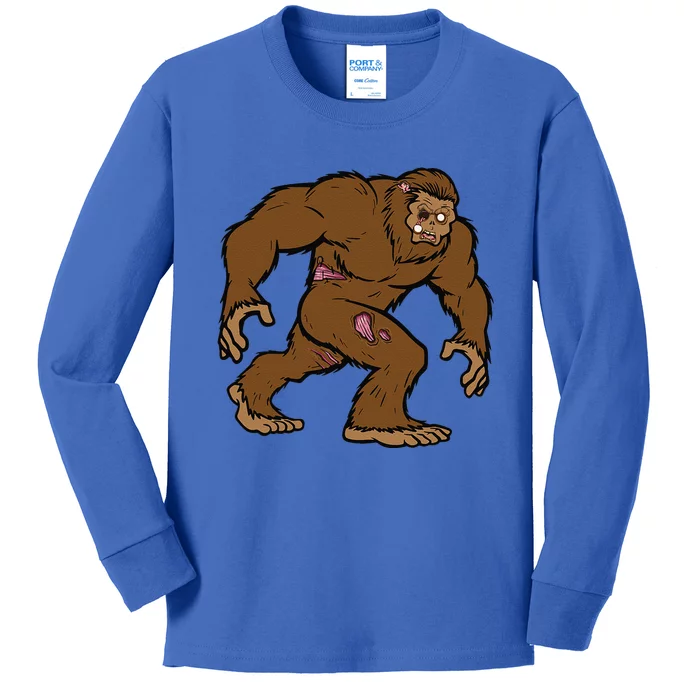 Bigfoot Zombie Sasquatch Graphic Halloween Novelty Tee Kids Long Sleeve Shirt