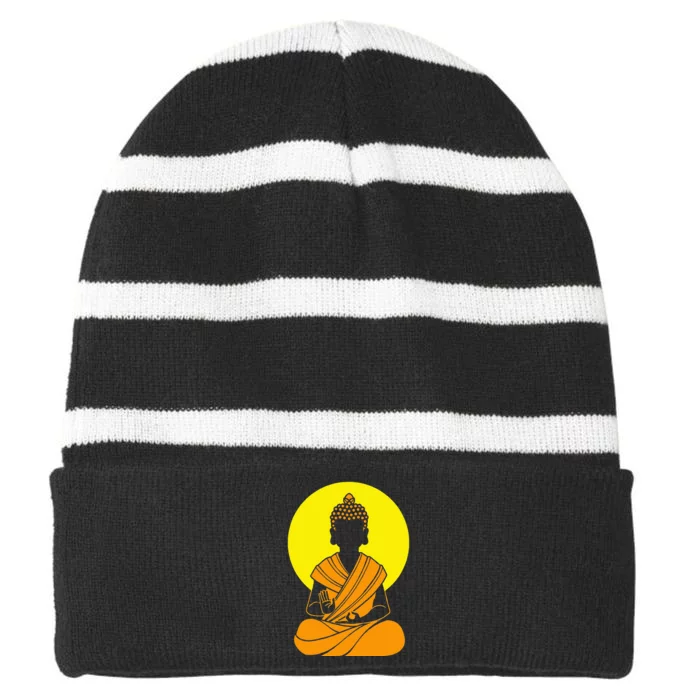 Buddha Zen Spirituality Buddhism Buddhist Striped Beanie with Solid Band