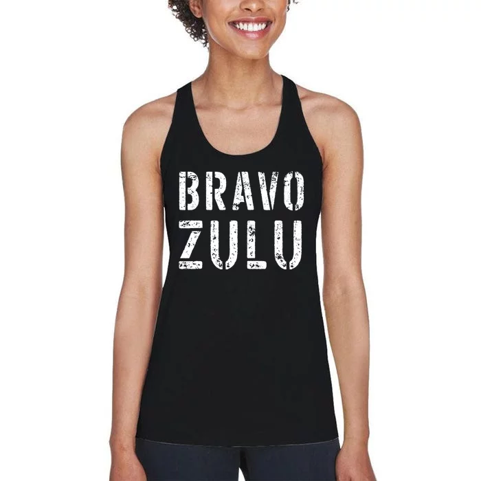 Bravo Zulu 'Well Done' Funny Naval Slang US Maritime Jargon Women's Racerback Tank