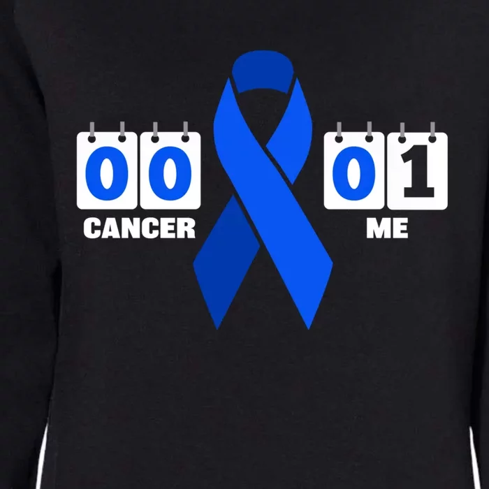 Cancer 00 Me 01 Blue Ribbon Colon Cancer Awareness Funny Gift Womens California Wash Sweatshirt