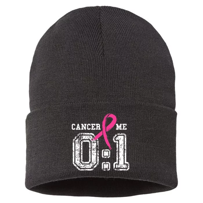 Cancer 0 Me 1 Breast Cancer Awareness Survivor Gift Sustainable Knit Beanie