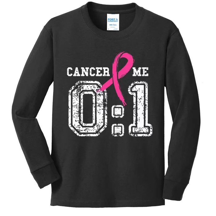 Cancer 0 Me 1 Breast Cancer Awareness Survivor Gift Kids Long Sleeve Shirt