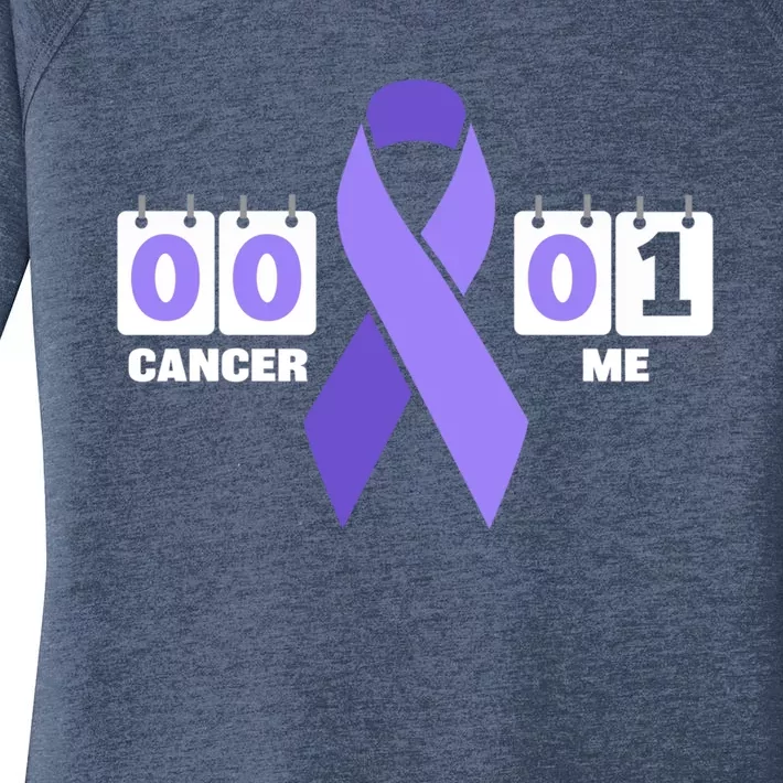 Cancer 0 Me 1 Purple Ribbon Testicular Cancer Awareness Gift Women's Perfect Tri Tunic Long Sleeve Shirt