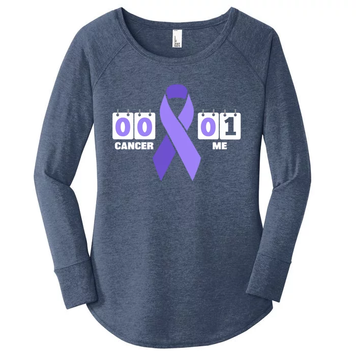 Cancer 0 Me 1 Purple Ribbon Testicular Cancer Awareness Gift Women's Perfect Tri Tunic Long Sleeve Shirt