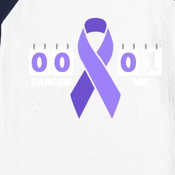 Cancer 0 Me 1 Purple Ribbon Testicular Cancer Awareness Gift Baseball Sleeve Shirt