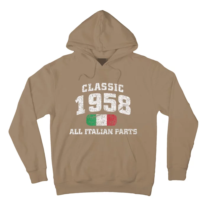 Classic 1958 All Italian Parts Flag Of Italy 65th Birthday Hoodie