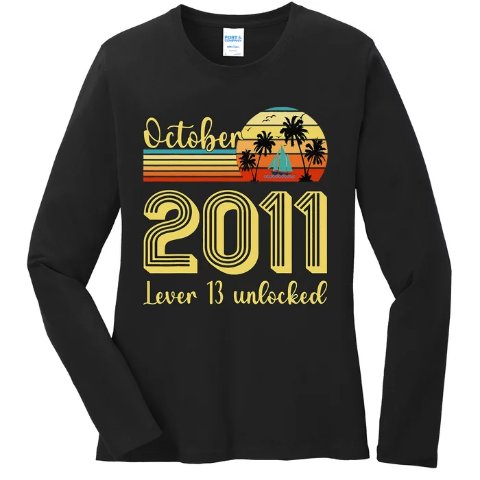 Cute 13th Birthday Born In Oct 2011 Birthday Ladies Long Sleeve Shirt