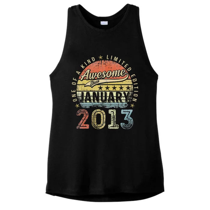 Cute 10th Birthday Gift Awesome Since January 2013 10 Year Old Ladies Tri-Blend Wicking Tank