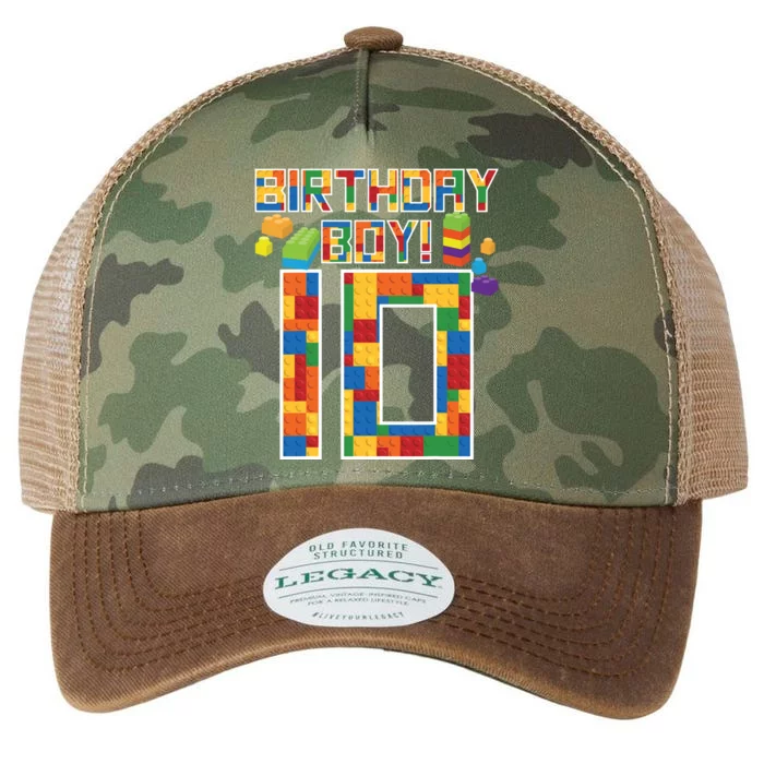 Cute 10th Birthday Gift 10 Years Old Block Building Legacy Tie Dye Trucker Hat