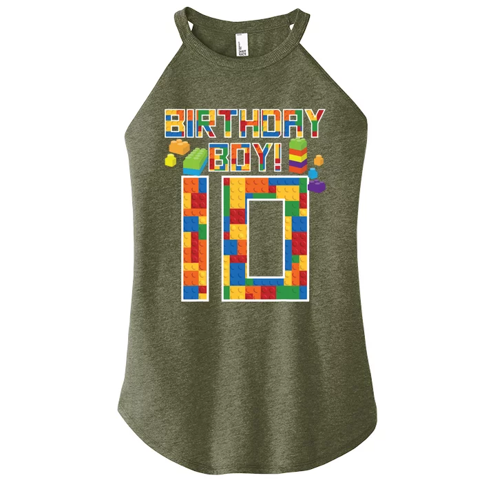 Cute 10th Birthday Gift 10 Years Old Block Building Women’s Perfect Tri Rocker Tank