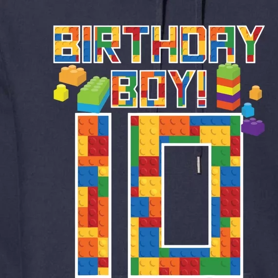 Cute 10th Birthday Gift 10 Years Old Block Building Premium Hoodie