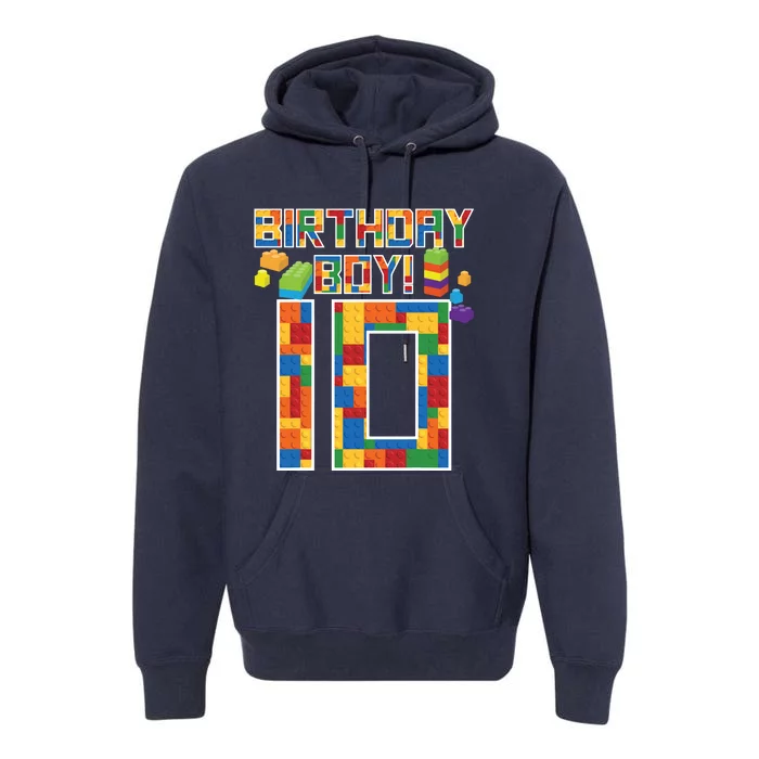 Cute 10th Birthday Gift 10 Years Old Block Building Premium Hoodie