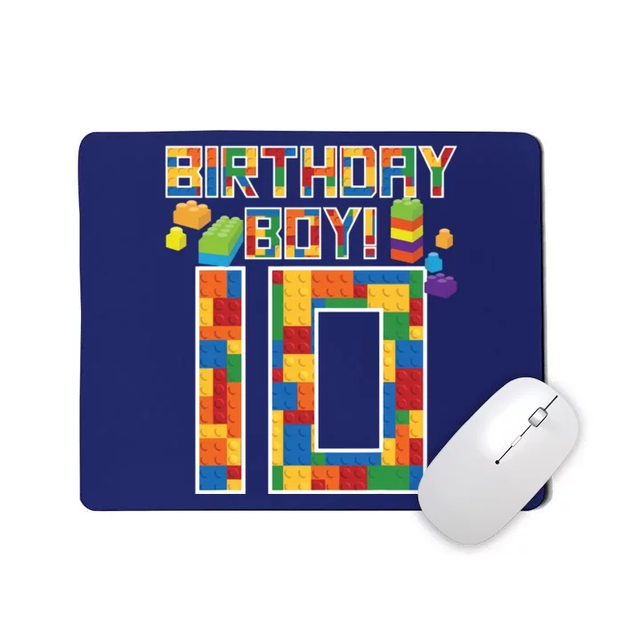 Cute 10th Birthday Gift 10 Years Old Block Building Mousepad