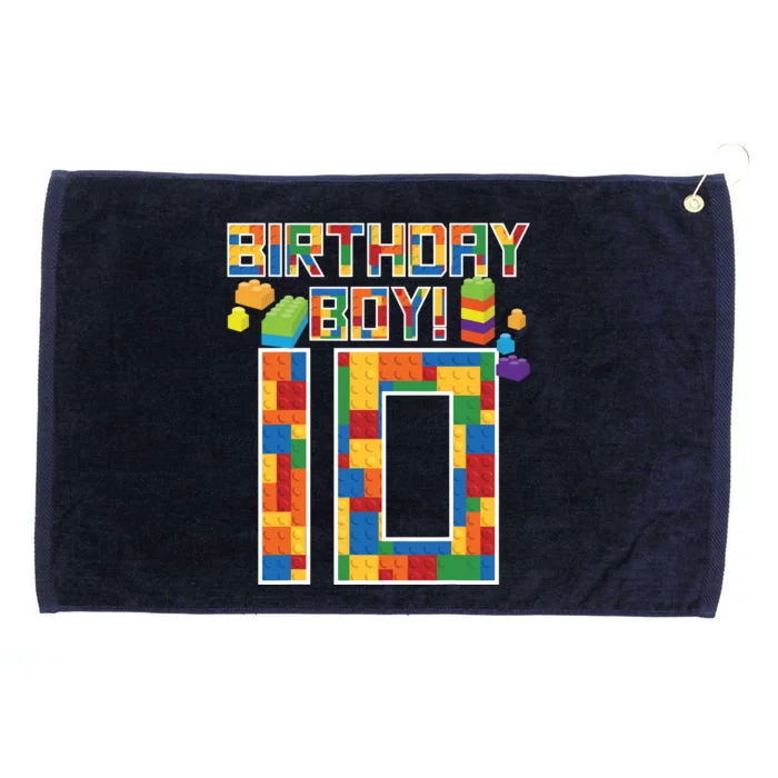 Cute 10th Birthday Gift 10 Years Old Block Building Grommeted Golf Towel