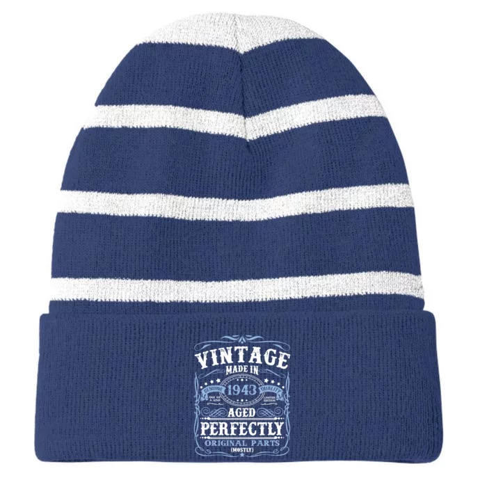 Classic 1943 Birthday Gift Striped Beanie with Solid Band