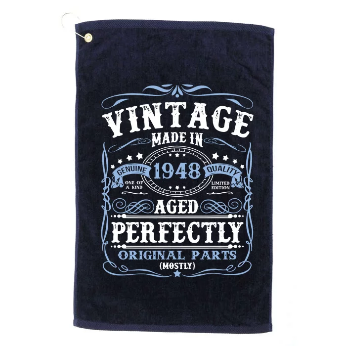 Classic 1948 Birthday Gift Platinum Collection Golf Towel