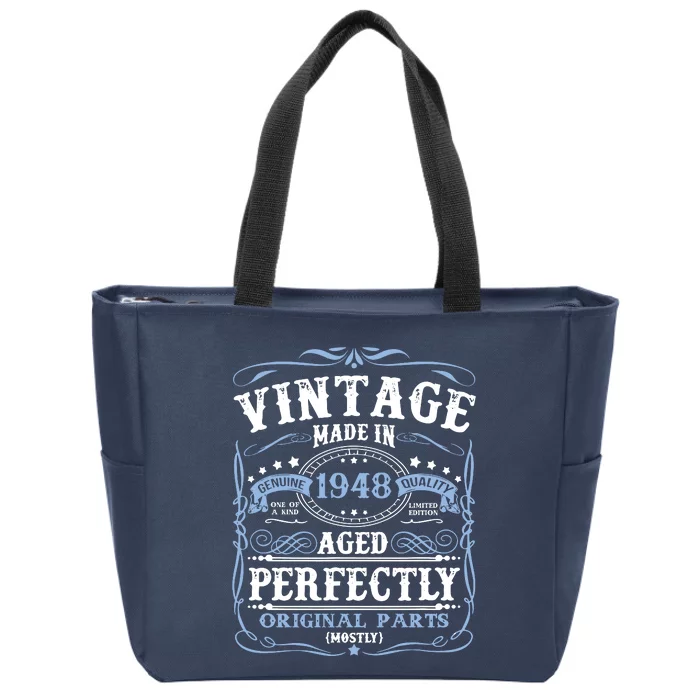 Classic 1948 Birthday Gift Zip Tote Bag