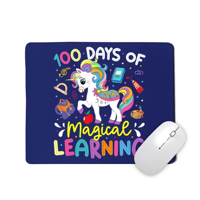 Cute 100 Days Of Magical Learning 100th Day School Unicorn Mousepad