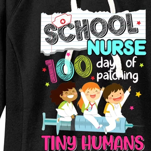 Cute 100 Days Of Patching Tiny Hu School Nurse Rn Gift Women's Fleece Hoodie