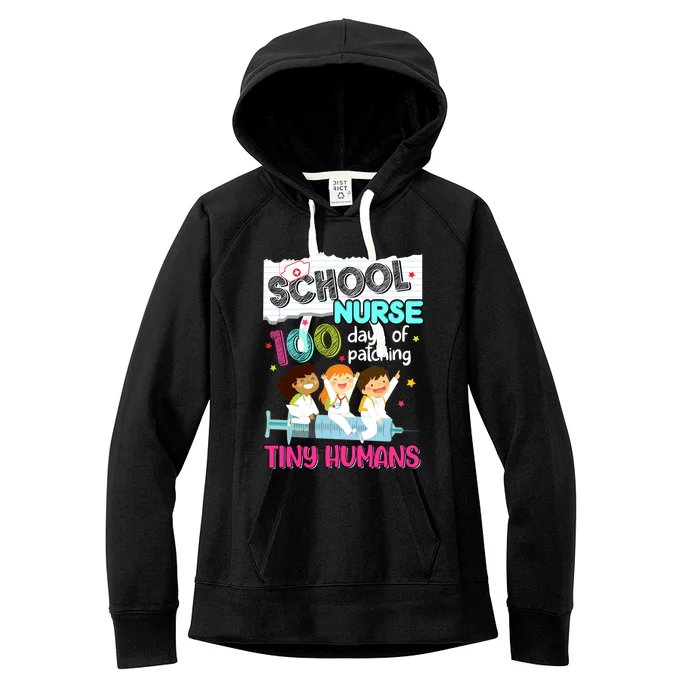 Cute 100 Days Of Patching Tiny Hu School Nurse Rn Gift Women's Fleece Hoodie