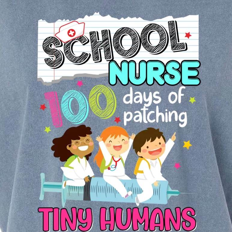 Cute 100 Days Of Patching Tiny Hu School Nurse Rn Gift Garment-Dyed Women's Muscle Tee