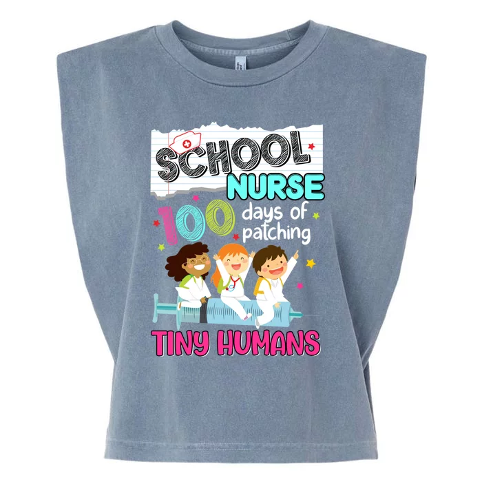 Cute 100 Days Of Patching Tiny Hu School Nurse Rn Gift Garment-Dyed Women's Muscle Tee